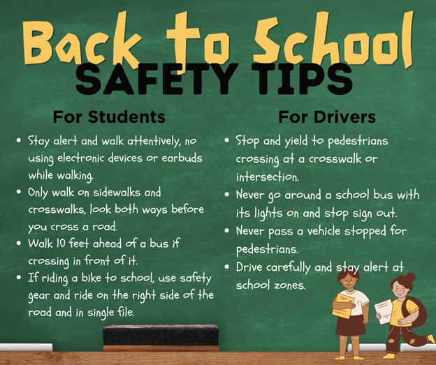 Back to School safety graphic